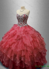 2016 Elegant Beautiful Beaded and Ruffles Quinceanera Gowns in Organza