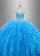 2016 New arrival Gorgeous Latest Beaded Organza Custom Make  Quinceanera Dresses with Ruffles