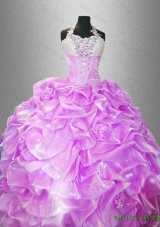 2106 New arrival Latest Hand Made Flowers Quinceanera Dresses with Halter Top