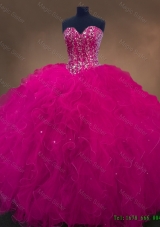 2016 New arrival Gorgeous Luxurious Sweetheart Beaded Quinceanera Dresses in Hot Pink