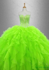 Cheap Beaded and Ruffles Quinceanera Gowns in Organza for 2016