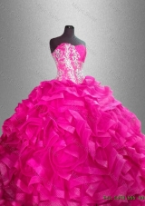Beaded and Ruffles Discount Sweet 16 Gowns with Sweetheart
