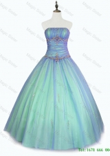 Perfect Beaded Floor Length Sweet 16 Dresses with Strapless