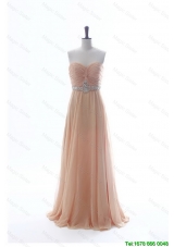 Unique Beading Long Prom Dresses in Peach for 2016 Summer