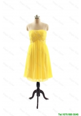 Vintage Yellow Short Prom Dresses with Ruching for 2016