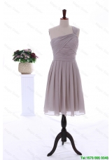 Vintage Empire One Shoulder Ruching Short Prom Dresses in Grey