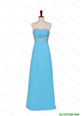 Unique Empire Strapless Prom Dresses with Beading in Baby Blue
