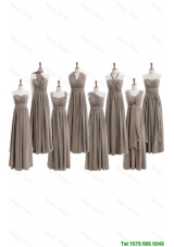 Vintage Empire Grey Long Prom Dresses with Ruching