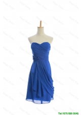 Vintage Customize Hand Made Flowers and Ruching Short Prom Dresses in Royal Blue