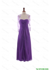 Exclusive Empire Strapless Prom Dresses with Ruching in Eggplant Purple