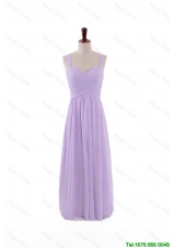 Most Popular 2016 Straps Lavender Long Prom Dresses with Ruching