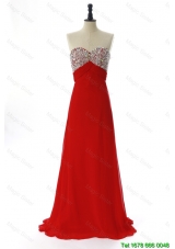 Exclusive 2016 Winter Beading Red Prom Dresses with Sweep Train