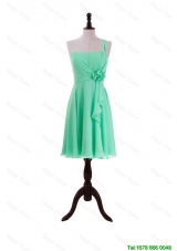 Summer Lovely Apple Green Prom Dresses with Hand Made Flower and Ruffles