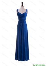 Elegant Discount Custom Made Empire Straps Prom Dresses with Ruching in Blue