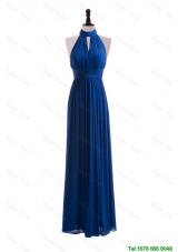Empire Halter Top Prom Dresses with Belt in Blue