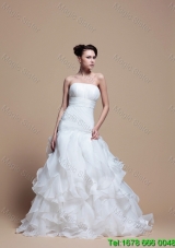 2016 Spring Perfect A Line Strapless Wedding Dresses with Ruffles