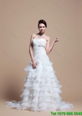 2016 Summer Luxurious Made A Line Strapless Wedding Dresses with Ruffled Layer