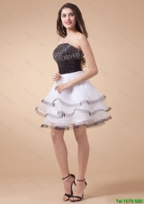 Beautiful Discount Sequined White and Black Prom Dresses with Mini Length