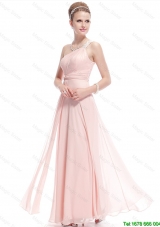 Fashionable Beaded Side Zipper Prom Dresses in Baby Pink