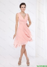 Elegant V Neck Side Zipper Prom Dresses with Asymmetrical