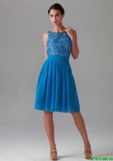 Gorgeous Beautiful Empire Bateau Blue Prom Dresses with Lace