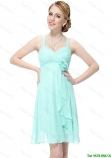 New Style Short Hand Made Flowers Prom Dresses with Straps