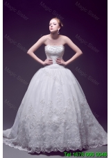 2016 Spring Perfect Made Ball Gown Strapless Wedding Dresses with Appliques