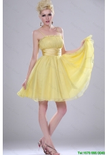 New Style Beautiful Pretty Yellow Mini Length Prom Dresses with Spaghetti Straps