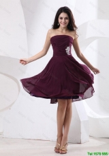 Luxurious Strapless Brown Short Prom Dress with Appliques