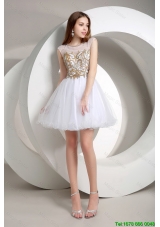 Popular New Arrivals Hot Sale A Line Beaded Mini Length Prom Dresses in White