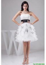 2016 New Arrivals Hot Sale Exquisite Belt and Ruffled Layers White Short Prom Dresses