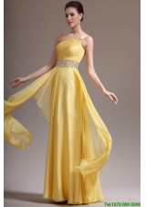 Elegant Beautiful Empire One Shoulder Prom Dresses with Beading