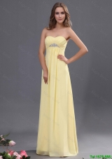 Custom Made Yellow Long Prom Dresses with Beading for 2016