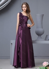 Elegant One Shoulder Beaded Prom Dresses with Hand Made Flowers
