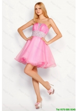 Pretty Modern Rose Pink Short Prom Dresses with Beading for 2016