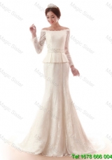 2015 Fall The Super Hot Court Train Lace White Wedding Dresses with Beading