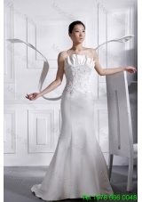 2015 Fall Romantic Court Train Appliques and Beading Wedding Dresses in Mermaid