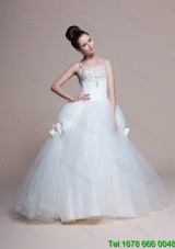 2016 Perfect A Line Straps Beading Wedding Dresses with Bowknot