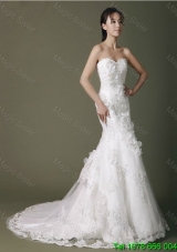 2015 Winter Brand New Beading Lace Wedding Dresses with Court Train