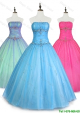 2016 Custom Make Strapless Ball Gown Sweet 16 Dresses with Beading