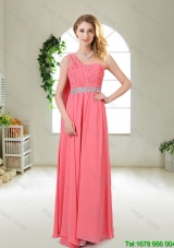 Pretty One Shoulder Sequined Bridesmaid Dresses in Watermelon Red