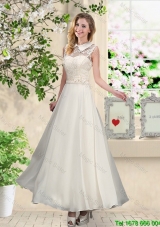 2016 Fashionable Appliques Bridesmaid Dresses with High Neck
