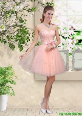 Elegant Sweetheart Baby Pink Dama Dresses with Appliques and Belt