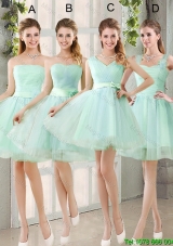 2016 Spring A Line Ruching Prom Dresses with Belt in Apple Green