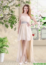 Affordable High Low Sweetheart Prom Dresses in Champagne