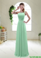 Classical Apple Green One Shoulder Prom Dresses with Zipper up