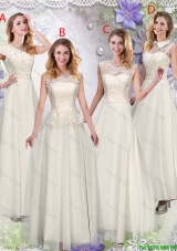 Feminine Champagne Laced Prom Dresses with Appliques