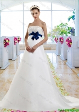 Beautiful Beaded and Bowknot Wedding Gowns with Chapel Train