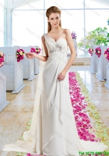 Latest Empire Beaded Wedding Dresses with One Shoulder
