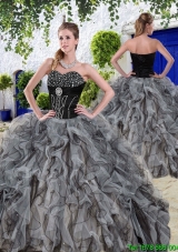 New Arrivals Spring Beaded and Ruffles Sweet 16 Dresses in Black